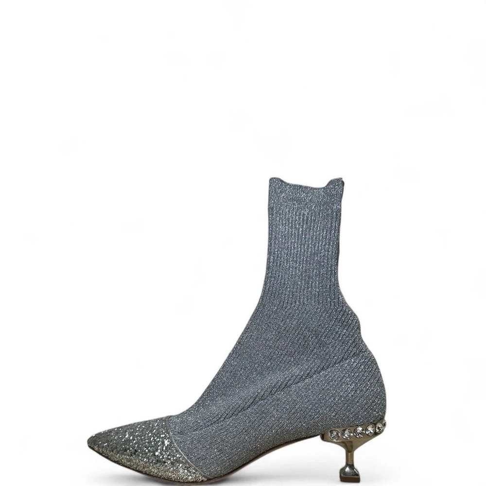Miu Miu Patterned Glitter Accents Sock Boot